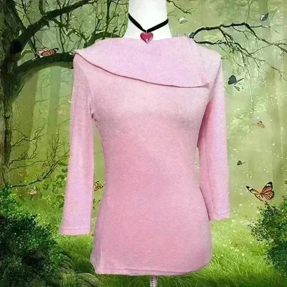 Y2k 90s Baby Pink Abstract Classy Layover Top By A.Byer Size M - Picture 1 of 7